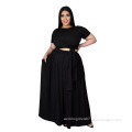 2021 new arrivals womens summer clothing plus size solid 2 piece casual bandage dresses plus size solid color